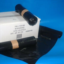  Zsák LDPE/reg 700x1100mm/35mikron, fekete, 25db/tek. , 250db/#