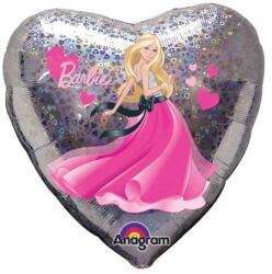 BP Balon din folie - Barbie, inimă argintie 45 cm