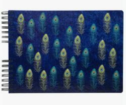 Exacompta fotóalbum (32x22cm, 50old, fekete lap, spirál, fekvő) kék, pávatollas