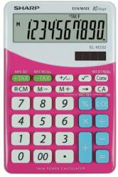 Sharp asztali számológép, 10 számjegyes, napelemes, rózsaszín