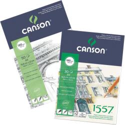 CANSON 1557 fehér rajzpapírtömb, enyhén szemcsézett (rövid old. ragasztott) 120g, A5 50 ív