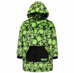  sarcia. eu Minecraft Fekete-zöld gyerek pulóver/köntös/takaró kapucnival, snuddie 122-140 cm