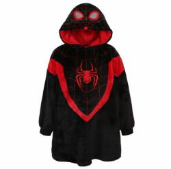  sarcia. eu Spider-Man Fekete gyerek pulóver/köntös/takaró kapucnival, snuddie 104-116 cm