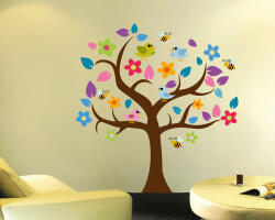 4 Decor Sticker Copacul colorat si pasari Decoratiune camera copii