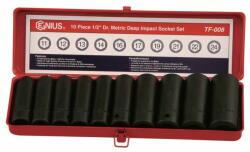 Genius Tools légkulcsfej készlet, metrikus, hosszú, 1/2", 10 darabos (TD-410M) (TD-410M)