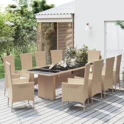 vidaXL 11 részes bézs polyrattan párnákkal 3157566