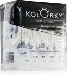 Kolorky Night Moments eldobható ÖKO pelenkák az éjszakán át tartó teljeskörű védelemért L méret 8-13 kg 27 db