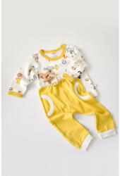 BabyCosy Set bluzita cu maneca lunga si pantaloni lungi, 100% bumbac organic, BabyCosy, Galben (Marime: 6-9 luni) (BC-CSY2009-6)