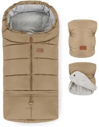 Petite&Mars Set sac de iarnă 3în1 JIBOT + mânuși cărucior maro (AG0454)