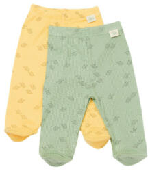 BabyCosy Set 2 pantalonasi cu botosei Printed, BabyCosy, 50% modal+50% bumbac, Lamaie/Verde (Marime: 0-3 Luni) (BC-CSYM11615-0) - babyneeds