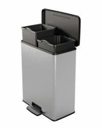 Keter Pedálos szemetes, újrahasznosított műanyag, kivehető vödörrel, 2x26 l, CURVER Deco bin duo , fekete/ezüst (KHMU245)