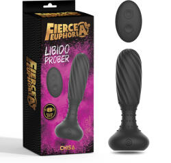 Chisa-novelties Vibrator Anal Libido Prober Remote Control, 10 Moduri Vibratii si Rotatii, Silicon, USB, Negru, 14 cm