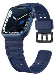 Apple Watch 1-6, SE, SE (2022) (38 / 40 mm) / Watch 7-8 (41 mm), szilikon pótszíj, állítható, lyukacsos, sötétkék - tok-shop