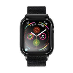 Apple Watch 4-6, SE, SE (2022) (40 mm) / Watch 7-8 (41 mm), textíl pótszíj, nylon, szilikon keret, tépőzáras, állítható, Usams, fekete - tok-shop