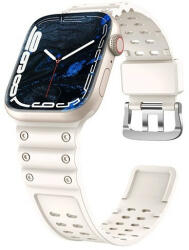 Apple Watch 1-6, SE, SE (2022) (38 / 40 mm) / Watch 7-8 (41 mm), szilikon pótszíj, állítható, lyukacsos, arany - tok-shop