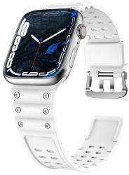 Apple Watch 1-6, SE, SE (2022) (38 / 40 mm) / Watch 7-8 (41 mm), szilikon pótszíj, állítható, lyukacsos, fehér - tok-shop
