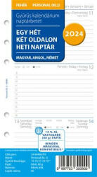 FILOFAX Kalendárium betét, tervező, Filofaxhoz, personal méret, heti, 1 hét/2 oldal, 2024 (NFX6848824) - bestoffice