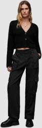 AllSaints pamut nadrág FRIEDA STRAIGHT női, fekete, közepes derékmagasságú cargo - fekete 36