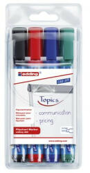 Flipchart marker készlet, 1, 5-3 mm, kúpos, EDDING "380", 4 különböző szín (COTED380V4)