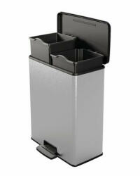 Keter Pedálos szemetes, kivehető vödörrel, műanyag, 2x26 l, CURVER "Deco bin duo", fekete/ezüst (251002) - iroszer24