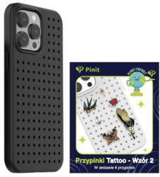 DRO Zestaw Etui Pinit Dynamic + Tattoo Pin iPhone 14 Pro 6.1" fekete minta 2 tok