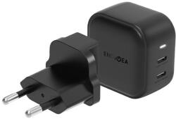 Energea töltő 2xUSB-C PD-PPS 45W 2C fekete US+EU Travelite GAN45