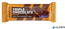 BioTechUSA Fehérjeszelet, gluténmentes, 50g, BIOTECH USA "Protein Dessert Bar", Triple Chocolate (20022010200)