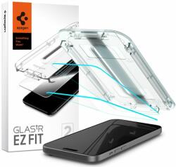 Spigen Set 2 folii sticla cu sistem de montare Case friendly Spigen GLAStR EZ FIT compatibil cu iPhone 15 Plus (AGL06883)