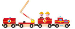 Janod Set de joaca din lemn mini povesti - Tren de pompieri - Janod J08590