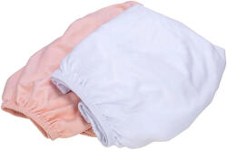 Bubaba Set 2 cearceafuri cu elastic pentru patut leagan sau patut co-sleeper, bubaba, dimensiune 90x50 cm, din bumbac jersey, alb si roz