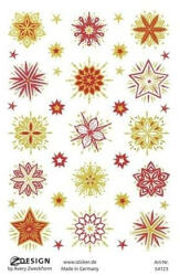 AVERY 54123 1 ív karácsonyi csillagok arany/bordó átlátszó fólián matrica (54123) - tobuy