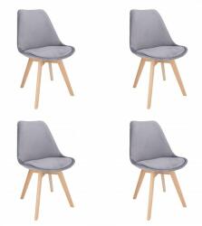 Jumi Set 4 scaune bucatarie/living, Jumi, Bari, catifea, lemn, gri, 49x60x82 cm (SD-939974S)