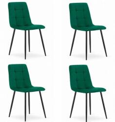 ARTOOL Set 4 scaune bucatarie/living, Artool, Kara, catifea, metal, verde si negru, 44.5x50.5x87 cm (3688_1S)