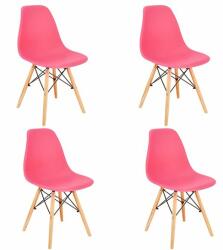 Jumi Set 4 scaune stil scandinav, Jumi, Eva, PP, lemn, roz, 46x52x81 cm (SD-275935S)