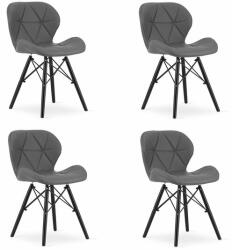 ARTOOL Set 4 scaune stil scandinav, Artool, Lago, piele ecologica, lemn, gri si negru, 47.5x36x74 cm (3746_1S)