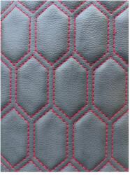  Material imitatie piele tapiterie hexagon negru /cusatura rosie Cod: Y06NR Automotive TrustedCars