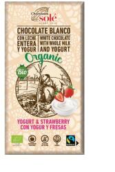 Chocolates Solé - Fehér bio csokoládé joghurttal és eperrel