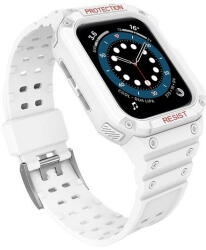 Apple Watch 1-6, SE, SE (2022) (42 / 44 mm) / Watch 7-9 (45 mm), Szilikon védőkeret, közepesen ütésálló, állítható szíjjal, fehér - tok-shop