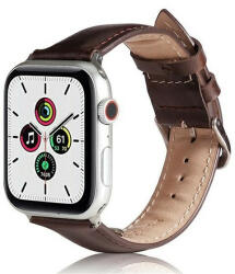 Apple Watch 1-6, SE, SE (2022) (42 / 44 mm) / Watch 7-9 (45 mm) / Watch Ultra (49 mm), szilikon pótszíj, bőrhatású, állítható, sötétbarna - tok-shop