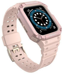 Apple Watch 1-6, SE, SE (2022) (38 / 40 mm) / Watch 7-9 (41 mm), Szilikon védőkeret, közepesen ütésálló, állítható szíjjal, rózsaszín - tok-shop