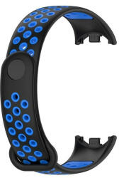 Xiaomi Mi Smart Band 8, szilikon pótszíj, állítható, lyukacsos, fekete/kék
