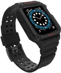 Apple Watch 1-6, SE, SE (2022) (38 / 40 mm) / Watch 7-9 (41 mm), Szilikon védőkeret, közepesen ütésálló, állítható szíjjal, fekete - tok-shop
