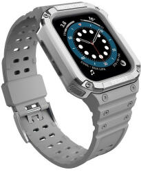 Apple Watch 1-6, SE, SE (2022) (38 / 40 mm) / Watch 7-9 (41 mm), Szilikon védőkeret, közepesen ütésálló, állítható szíjjal, kétszínű, szürke/ezüst - tok-shop