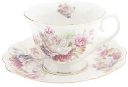 Clayre & Eef Porcelán teás csésze - 250ml - fehér-rózsaszín rózsás