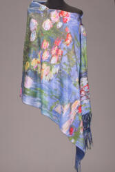 Shopika Esarfa matase cu imprimeu model inspirat dupa Nuferii de Claude Monet