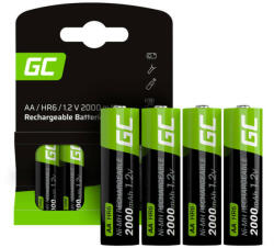 Green Cell Rechargeable Batteries Sticks 4x AA HR6 2000 mAh