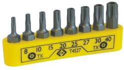 Carl Kammerling C. K. T4527 Csavarhúzó bit készlet 8 részes, biztonsági Torx csavarokhoz TX8 10 15 20 25 27 30 40 mm