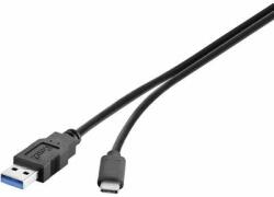 Renkforce USB 3.1 kábel, 1x USB 3.0 dugó A - 1x USB C dugó, 0, 3 m, fekete, UL minősített, aranyozott, Renkforce