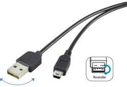 Renkforce USB 2.0 A/Mini-B csatlakozókábel 1, 8 m, megfordítható dugóval