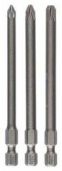 Bosch Csavarozó bit készlet extrakemény, 3 részes, PZ1, PZ2, PZ3, 89 mm Bosch 2607001761 hossz: 89 mm